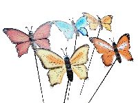 Schmetterling am Stab 5-farbig sortiert  Metall B25cm L:85cm  Gartenstecker