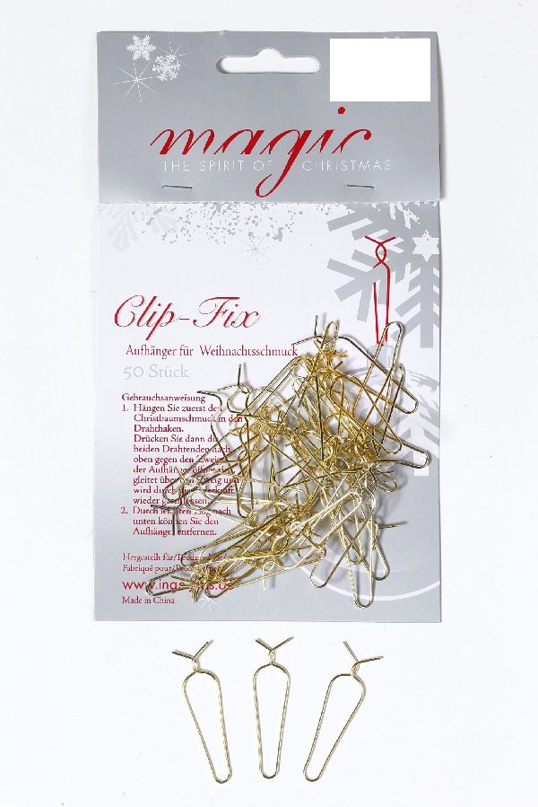 Clip Fix Aufhänger GOLD   4cm 50 Stück für Weihnachtsschmuck
