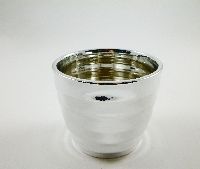 Kübel Gotland SILBER GLÄNZEND 13x11cm 59173 gerillt Keramik