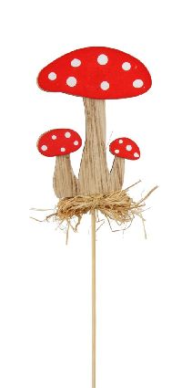 Pilzstecker Basti rot-natur 21474309 Fliegenpilz 5,5cm L:25,5cm  Holz